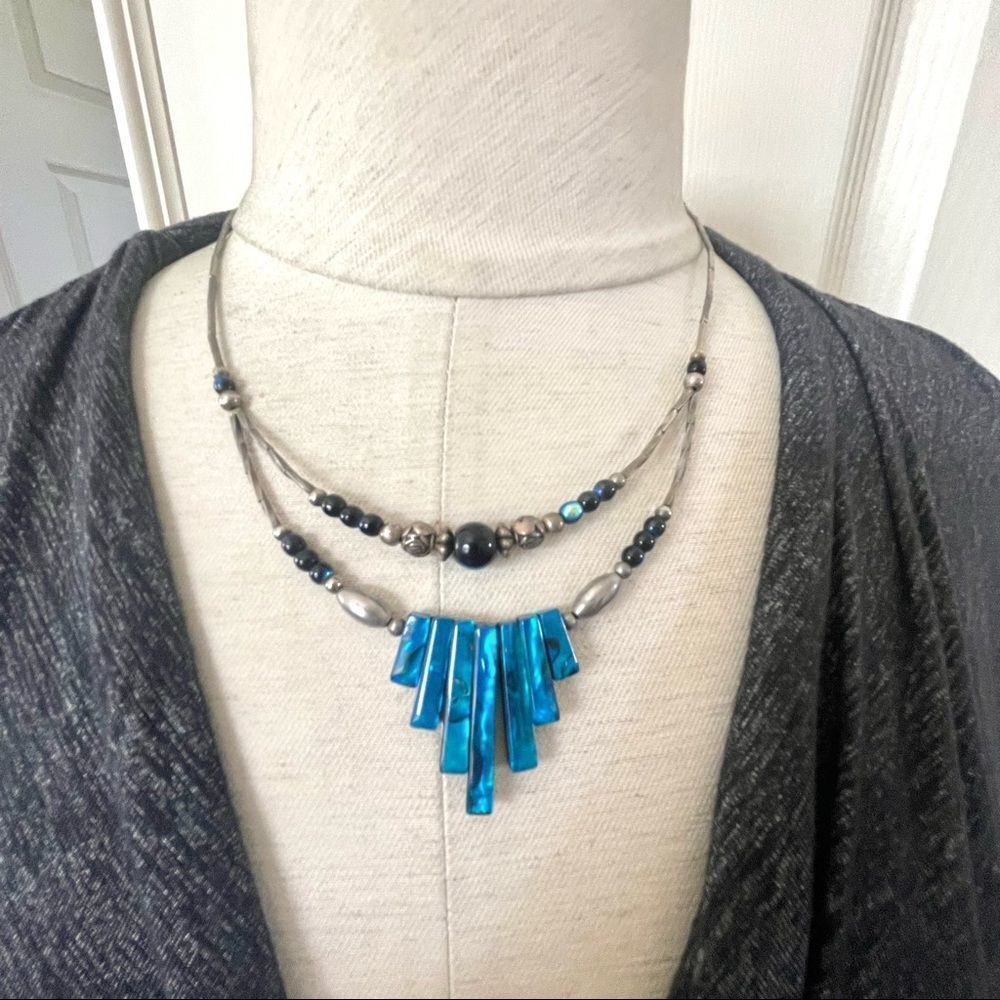 Silver Tone Double Strand Reversible Necklace